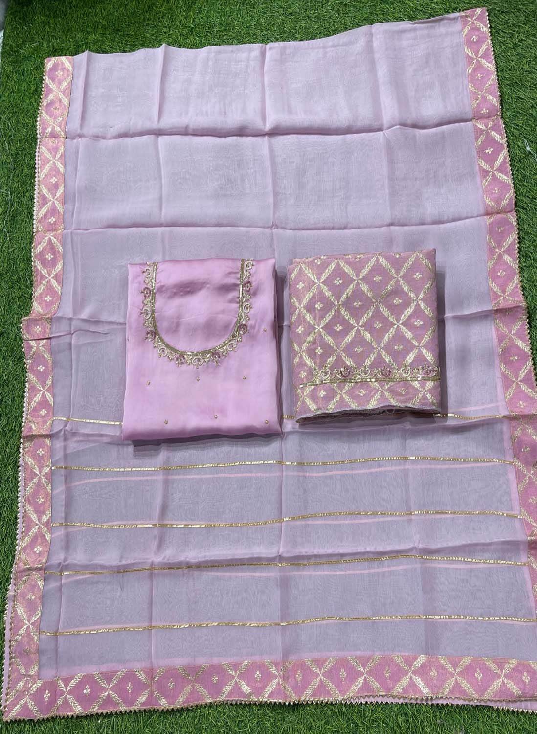 Pink Satin Crepe Suit | Party Wear | Wedding | Jaggo | Ring Ceremony | Festival |