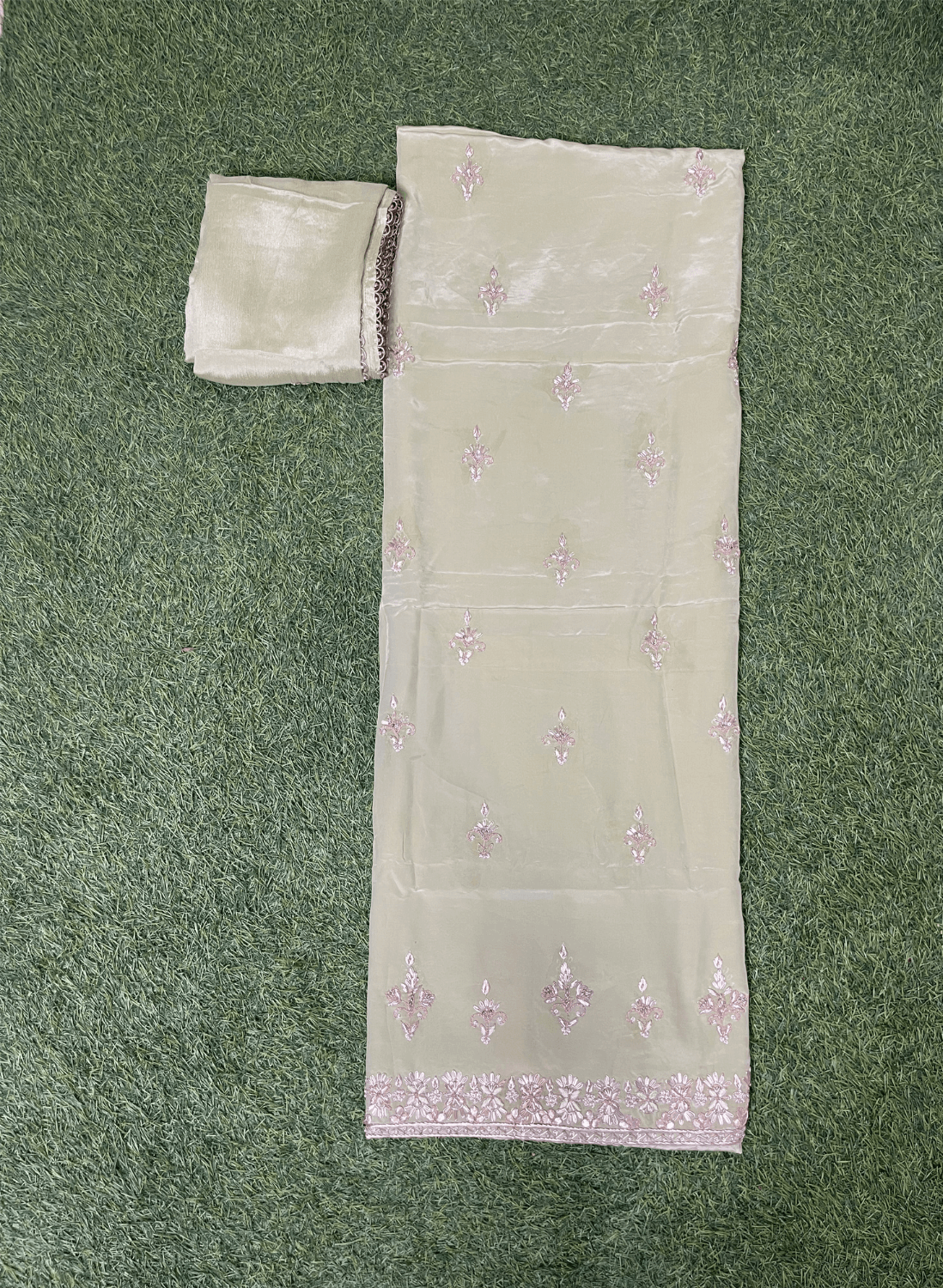 | Light Pista | Crepe| Crepe Suit | Wedding | Party Wear | Ring Ceremony | Festival Suit | Allover suit | F9GFAA