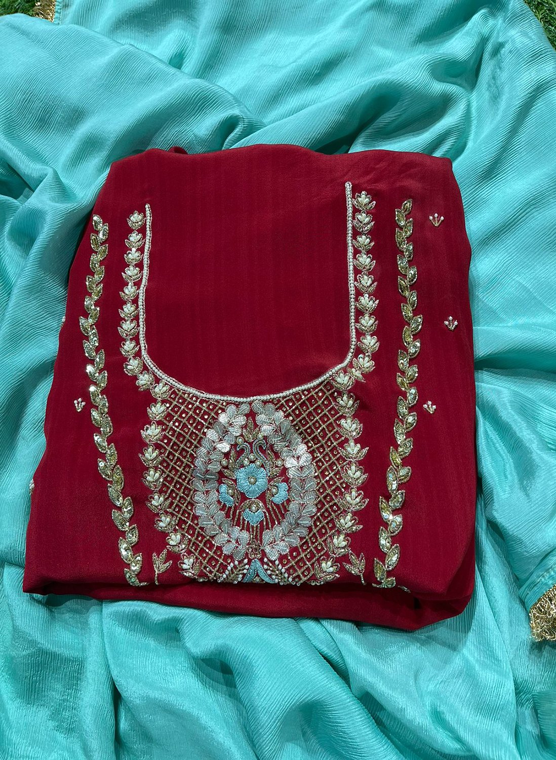 Crepe Suit | Party Wear | Wedding | Jaggo | Ring Ceremony | Festival| FS102