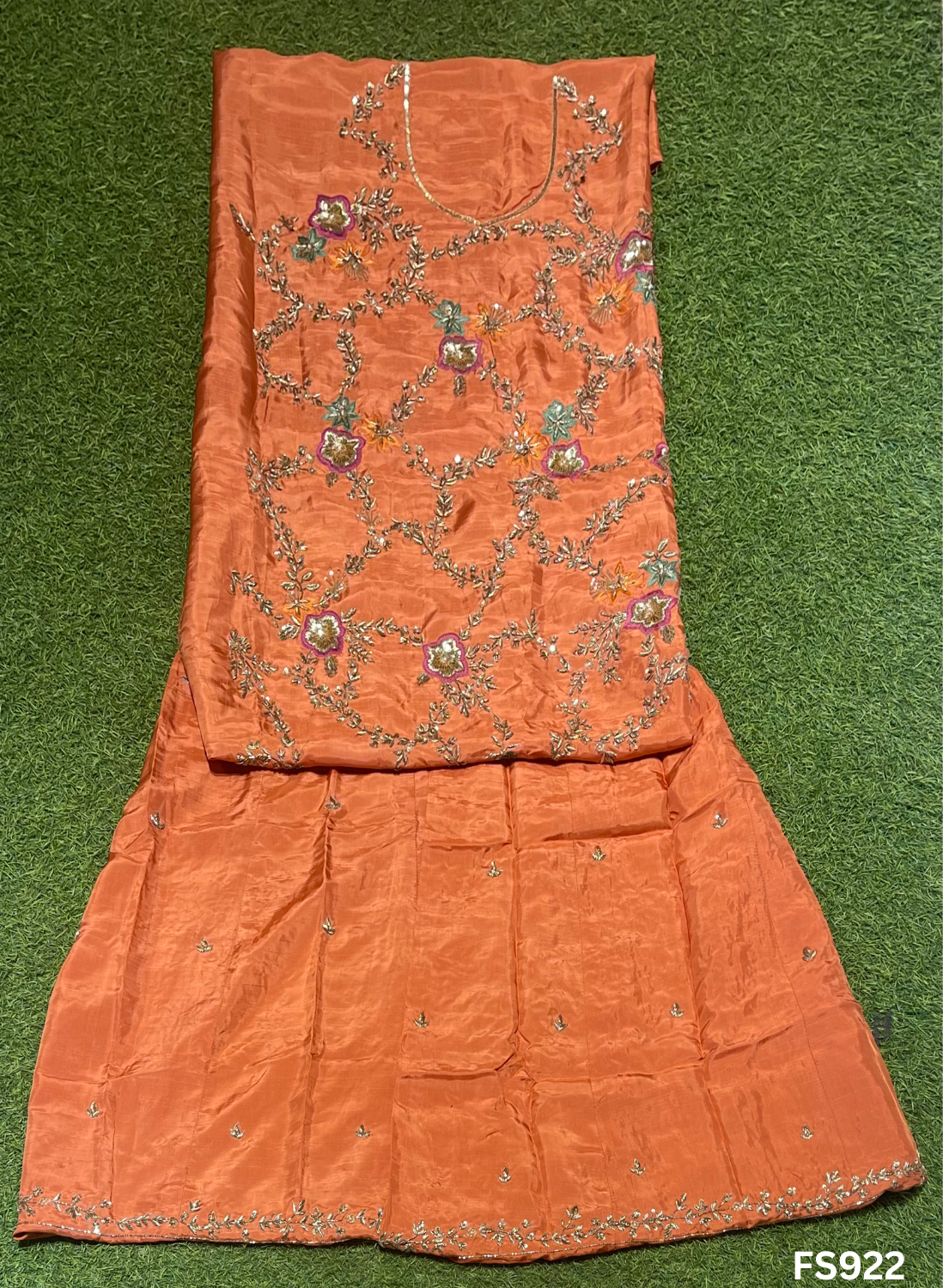 FS922 | Rust | Kurti-Lehnga | Raw silk Suit | Party Wear | Wedding | Jaggo | Ring Ceremony | Festival|