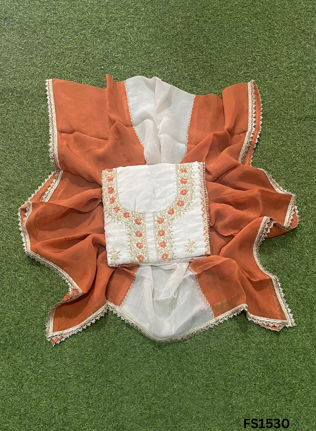 FS1535 | Raw Silk | Party Wear | Wedding | Jaggo | Ring Ceremony | Festival | Hand-Work suit | F9IAAA