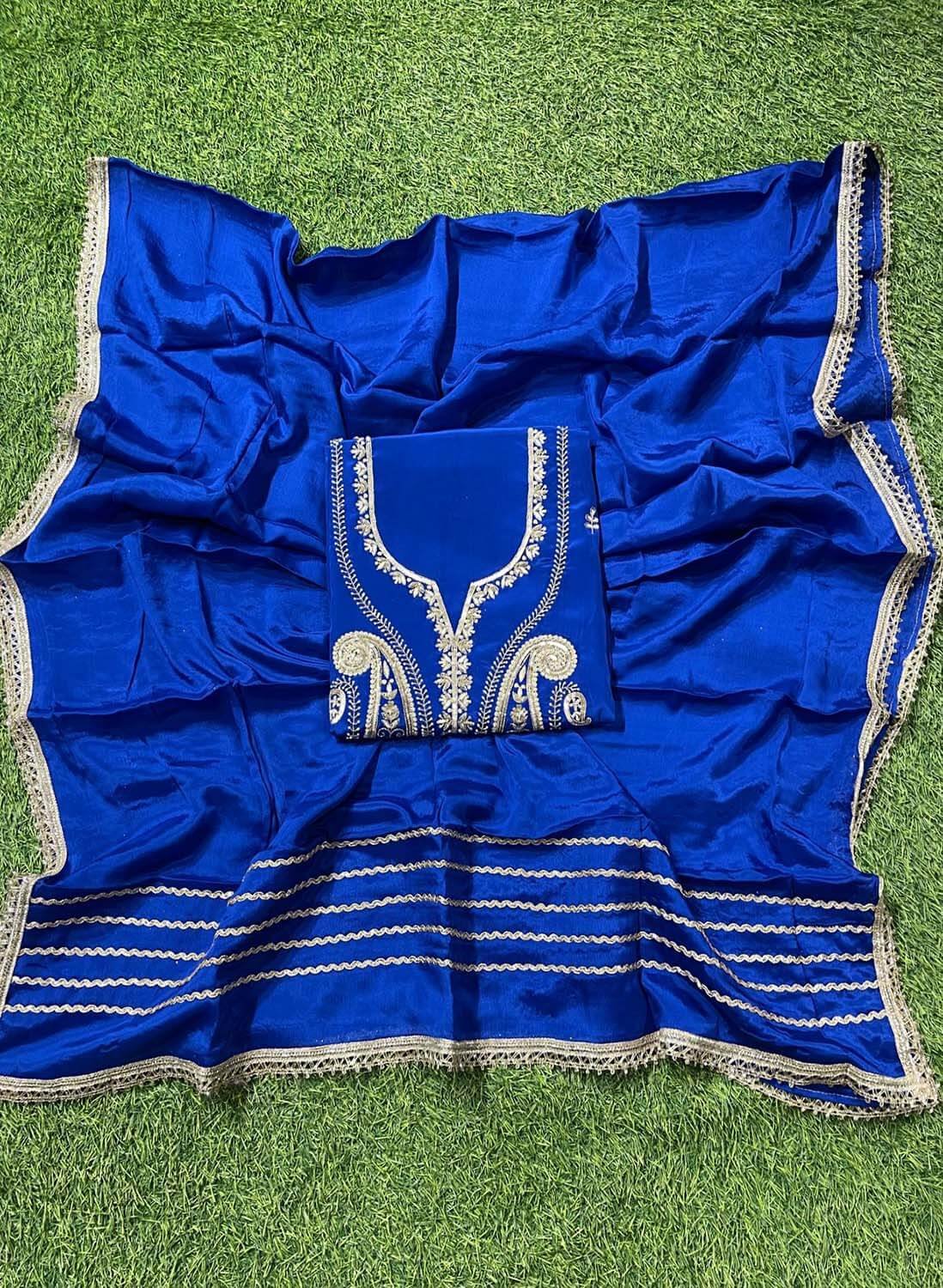 Royal Blue Crepe Suit | Party Wear | Wedding | Jaggo | Ring Ceremony | FestivalFS308