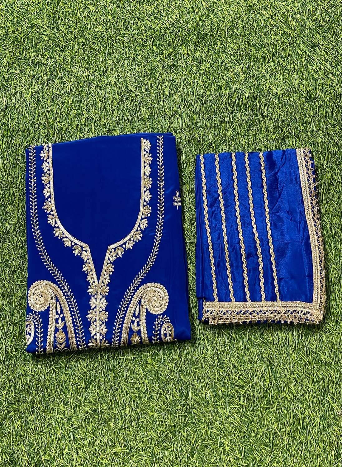 Royal Blue Crepe Suit | Party Wear | Wedding | Jaggo | Ring Ceremony | FestivalFS308