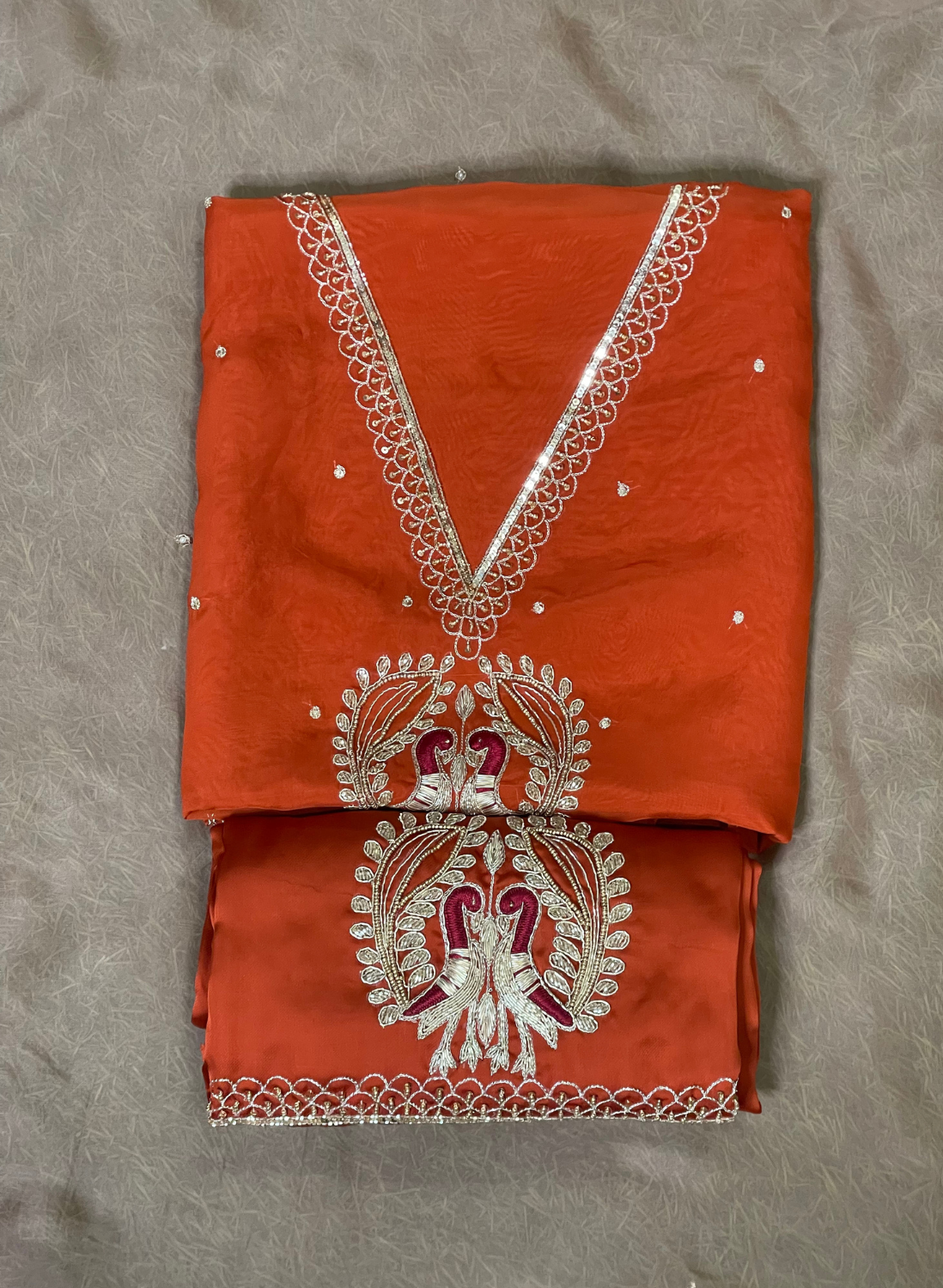FS722 | Rust | Organza Suit| Party Wear | Wedding | Jaggo | Ring Ceremony | Festival |