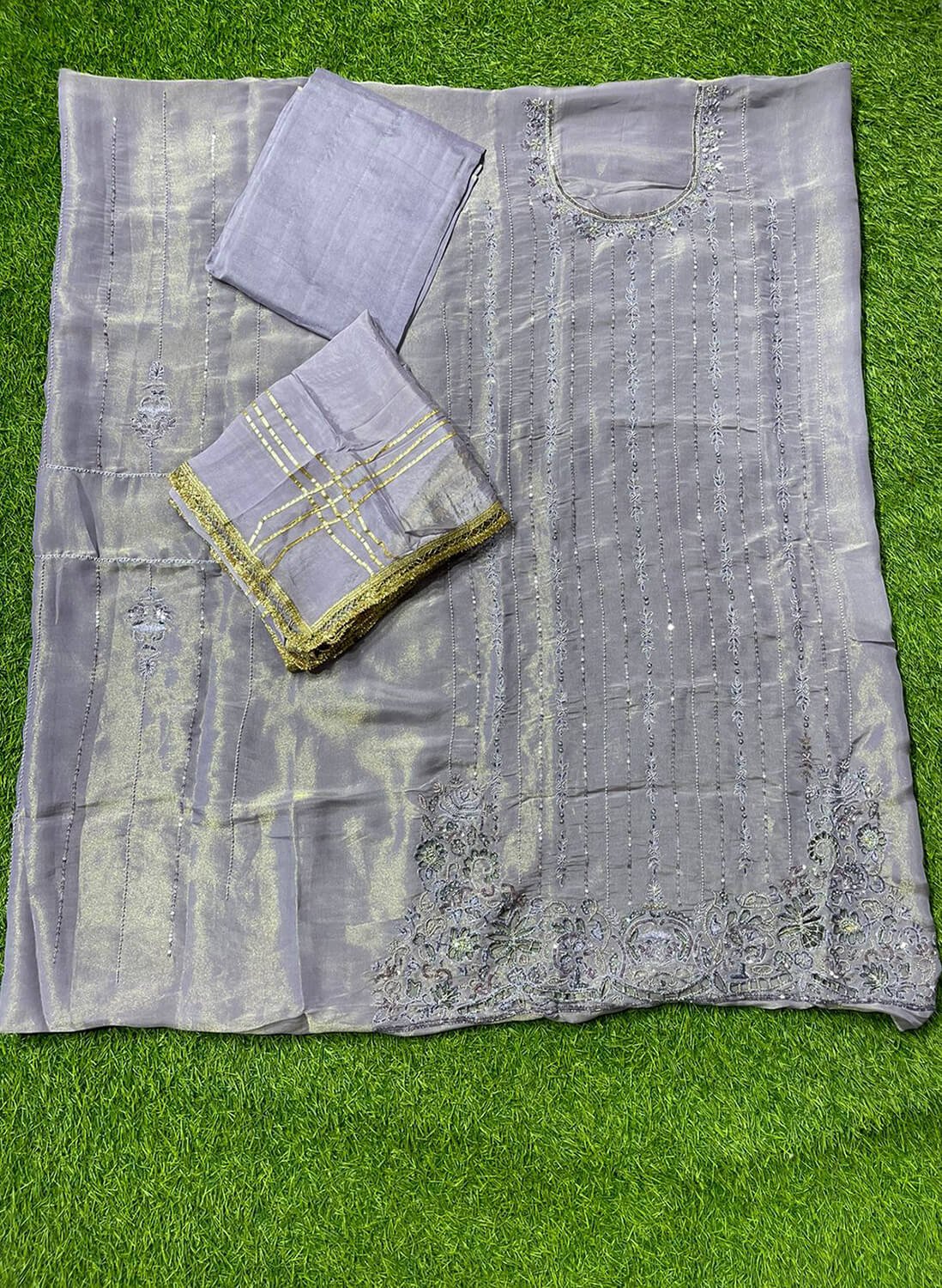 Shimmer Organza Suit | Party Wear | Wedding | Jaggo | Ring Ceremony | Festival |