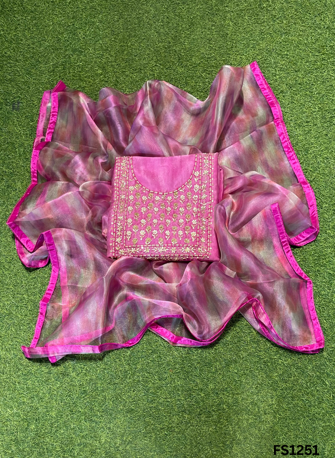 FS1251 | Pink | Glass Shimmer Suit | Party Wear | Wedding | Jaggo | Ring Ceremony | Festival