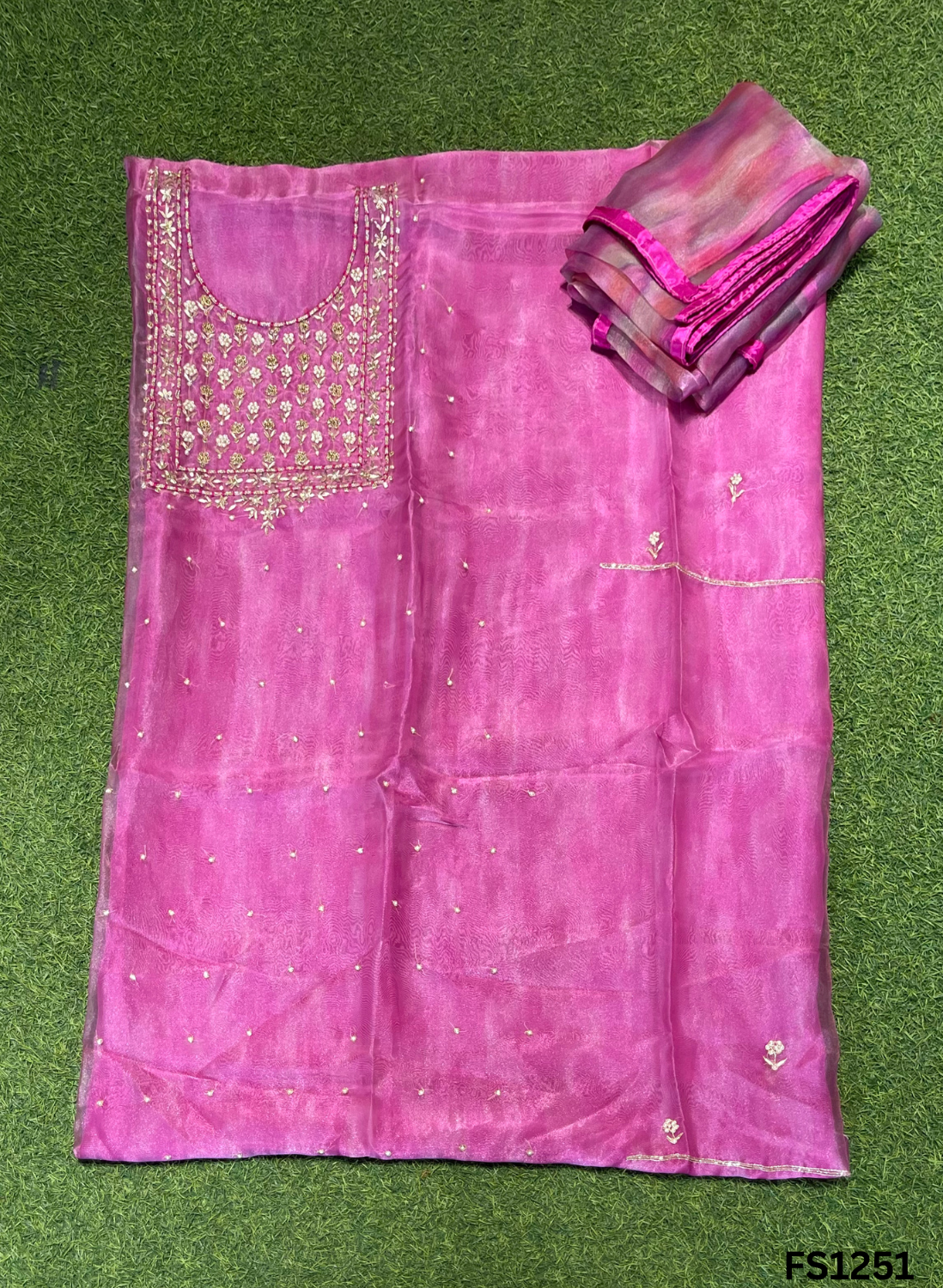 FS1251 | Pink | Glass Shimmer Suit | Party Wear | Wedding | Jaggo | Ring Ceremony | Festival