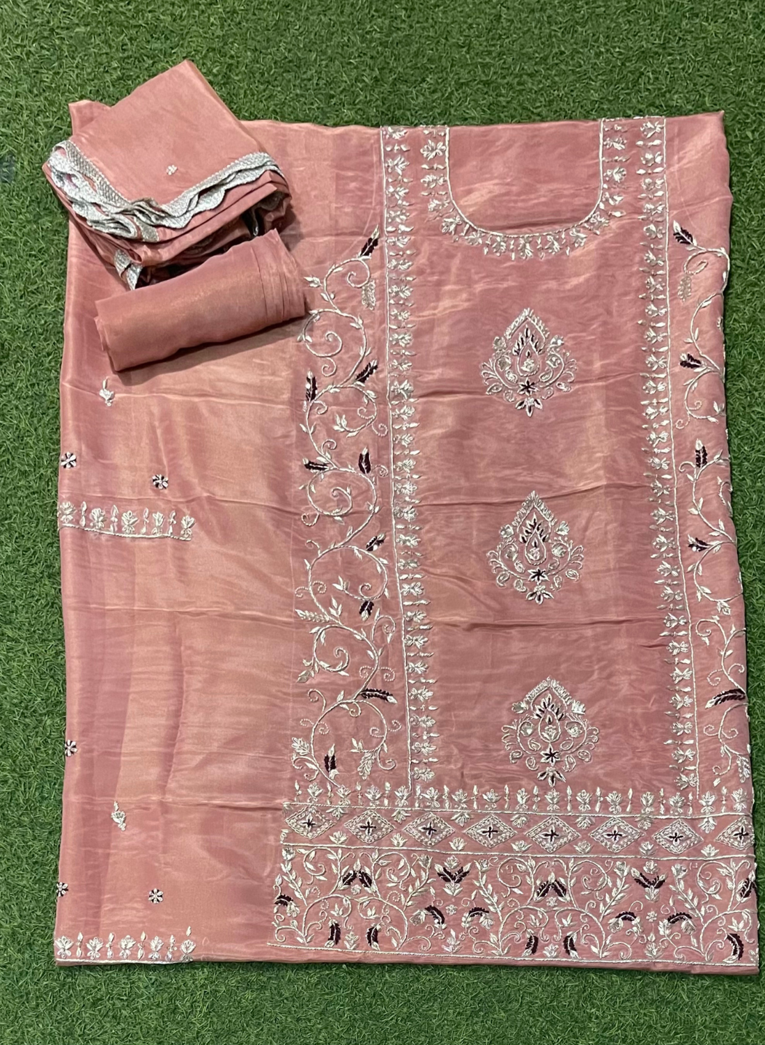 FS1058 | Peach | Shimmer Suit | Party Wear | Wedding | Jaggo | Ring Ceremony | Festiva |