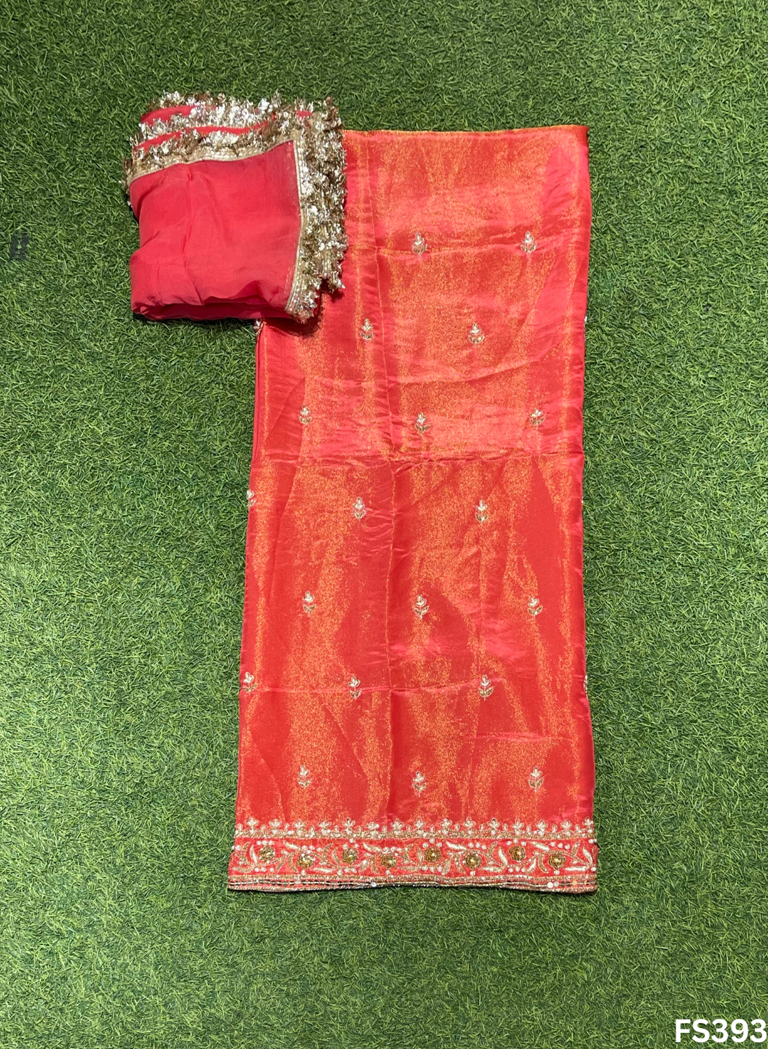 FS393 | Orange | Shimmer Suit | Party Wear | Wedding | Jaggo | Ring Ceremony | Festival |