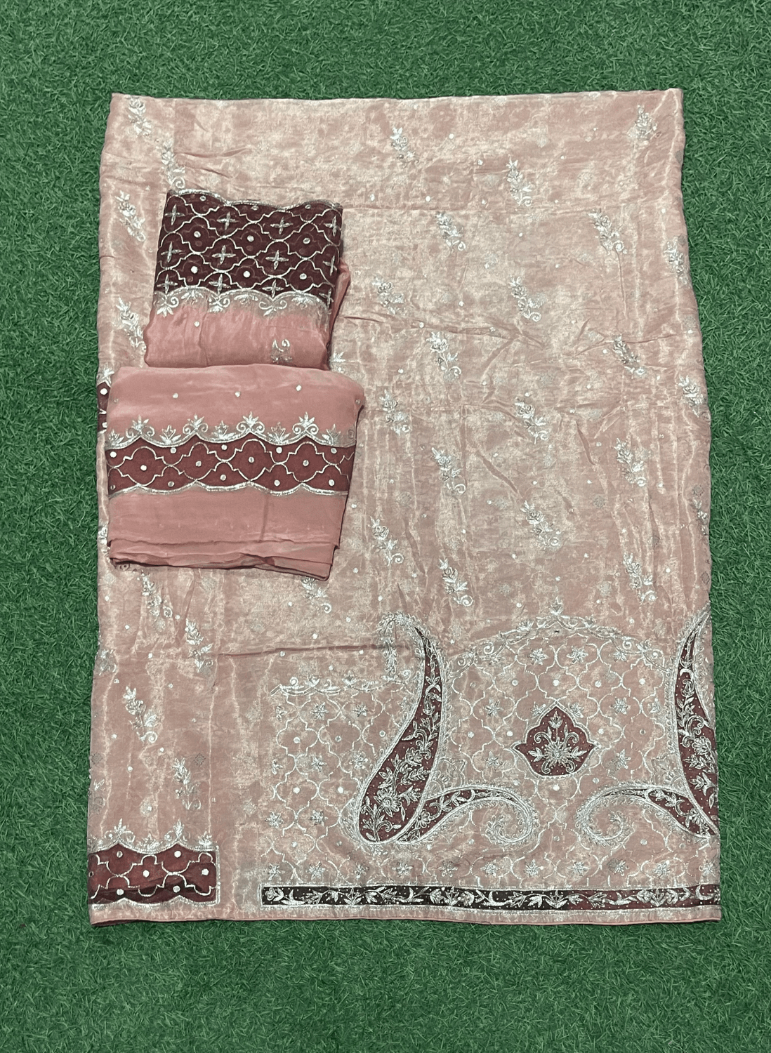 FS128 | Peach | Shimmer Suit | Party Wear | Wedding | Jaggo | Ring Ceremony | Festival| F9BAAAA.