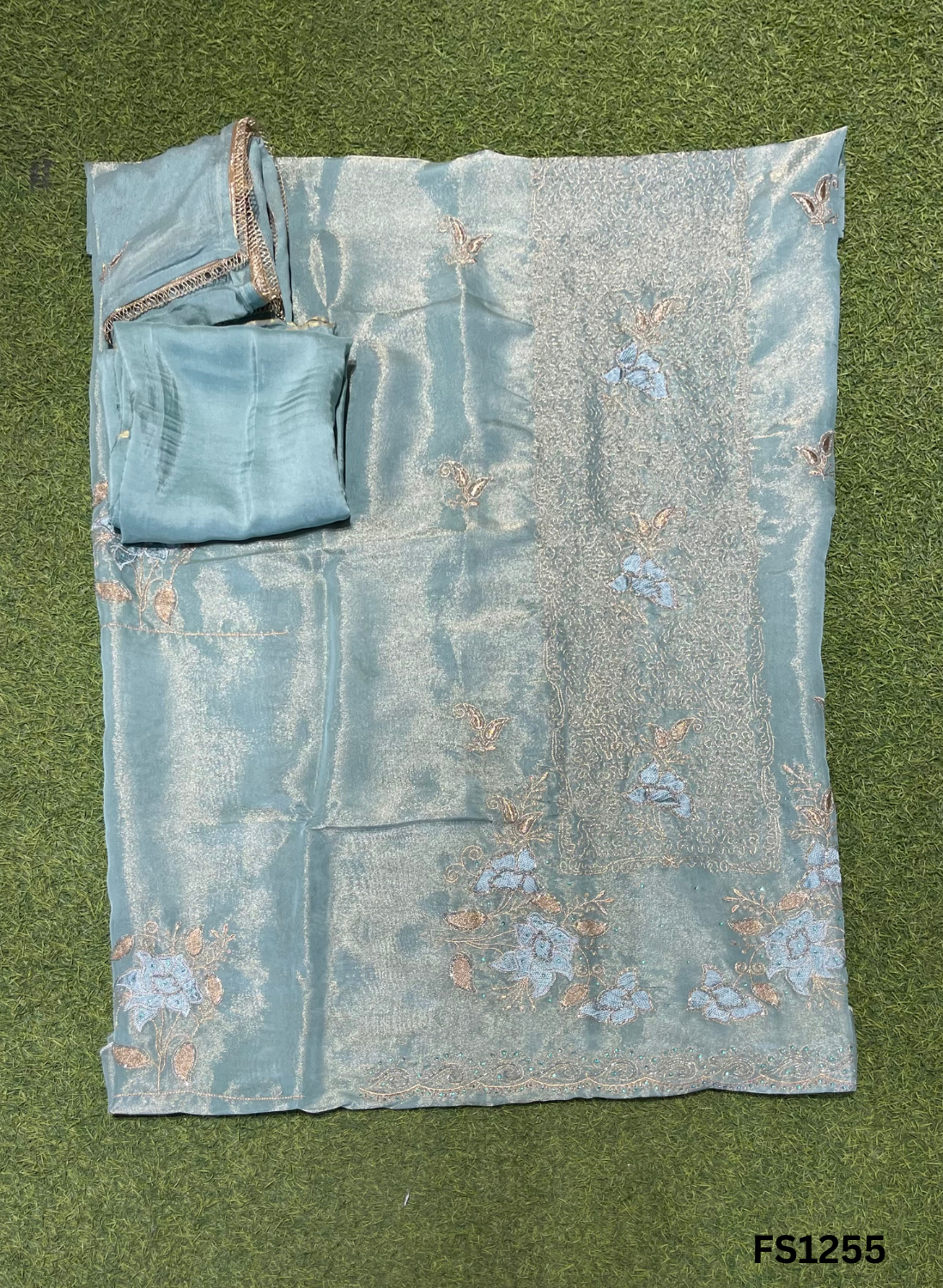 FS1255 | Light Sky-Blue | Shimmer suit | Wedding | Party Wear | Jaggo | Ring Ceremony | Festival