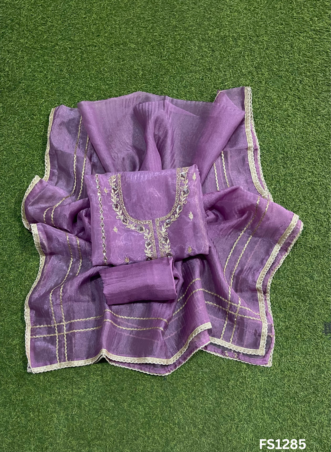 FS1285 | Lavender | Glass Shimmer Suit | Party Wear | Wedding | Jaggo | Ring Ceremony | Festival
