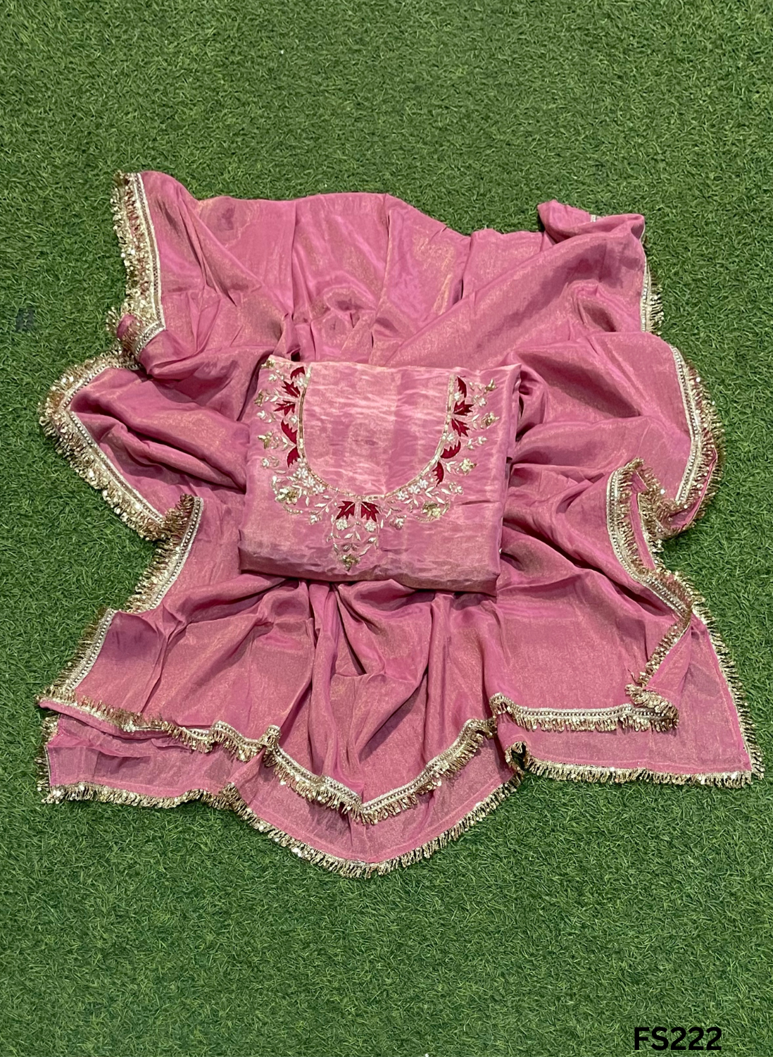 FS222 | Pink Shade | Shimmer Suit | Party Wear | Wedding | Jaggo | Ring Ceremony | Festival| F9HCAA