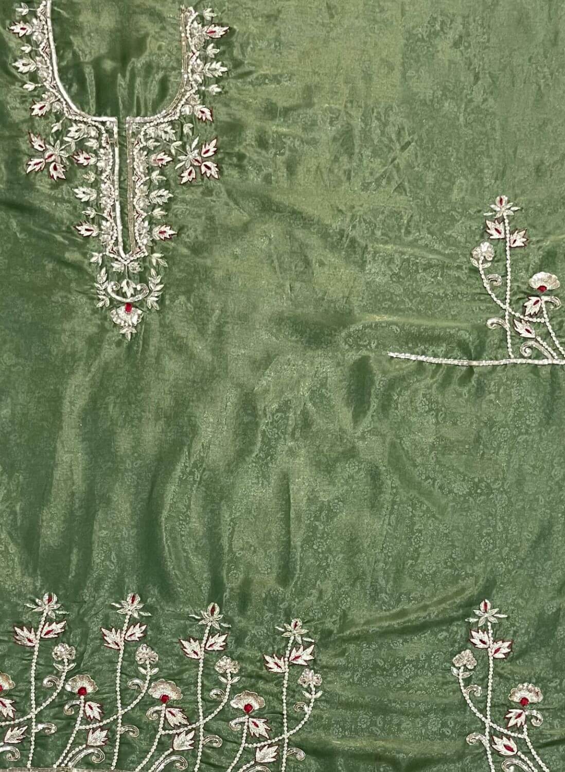 FS181 | Self Shimmer Green Suit | Party Wear | Wedding | Jaggo | Ring Ceremony | Festival | F9HFAA