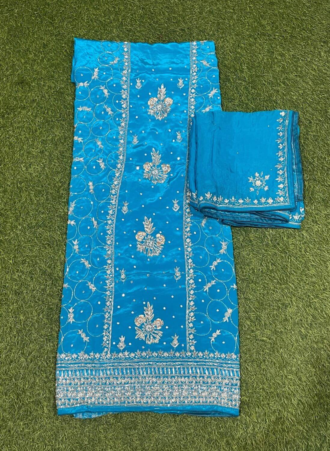 Sky blue Crepe | Crepe Suit | Wedding | Party Wear | Ring Ceremony | Festival Suit | Allover suit | FS402