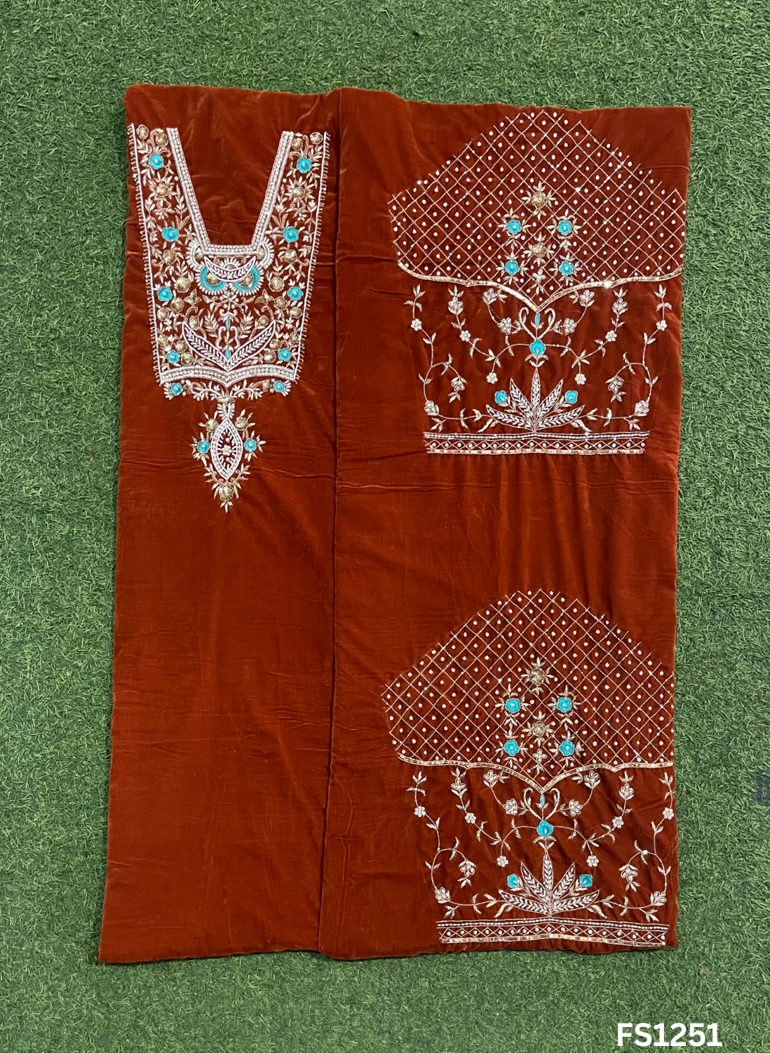 FS2151 | Rust | Velvet suite | Pure velvet | Wedding | Party Wear | Jaggo | Ring Ceremony | Festival