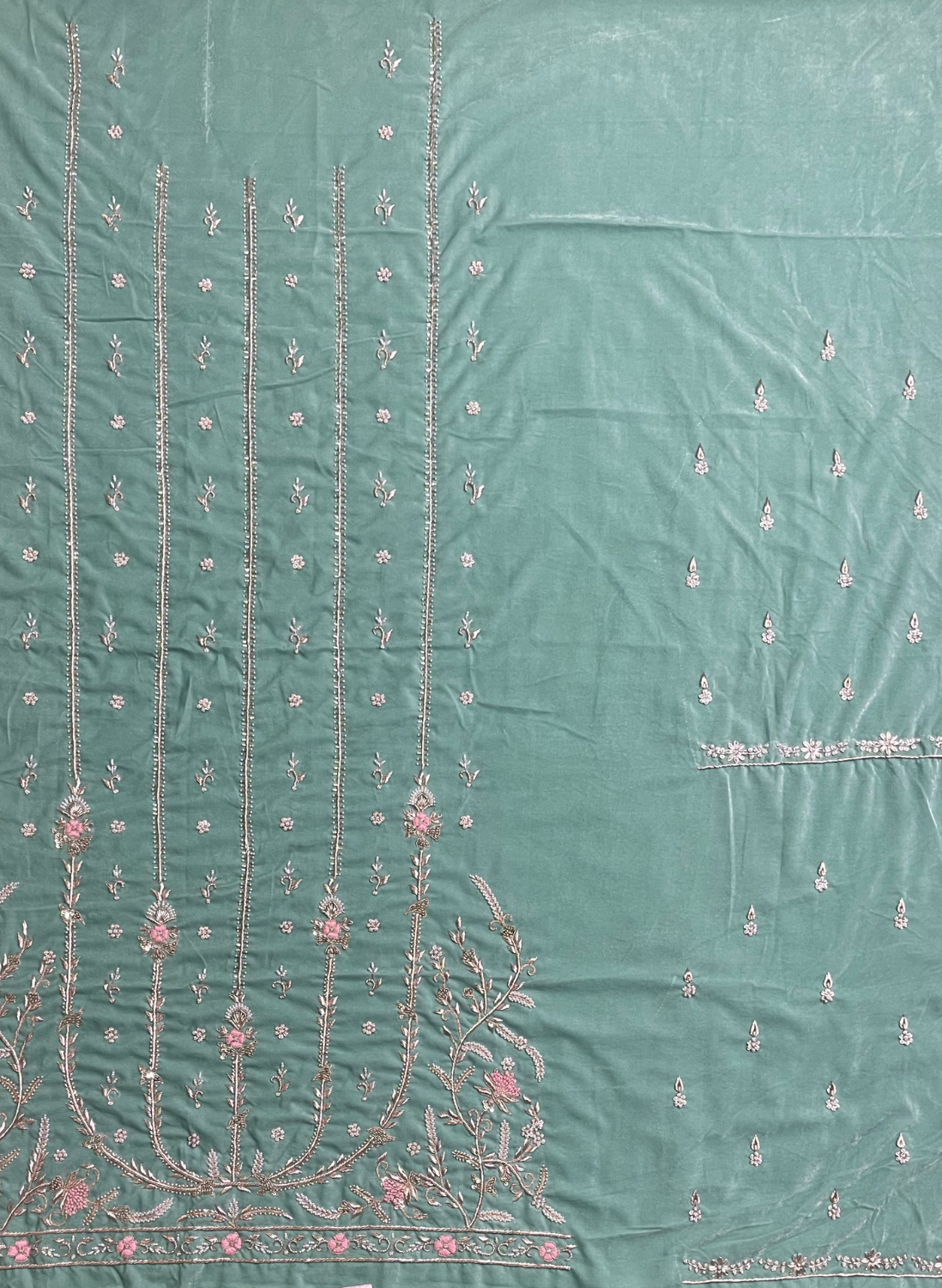 Sky blue |velvet suite | Pure velvet | Wedding | Party Wear | Jaggo | Ring Ceremony | Festival | Allover