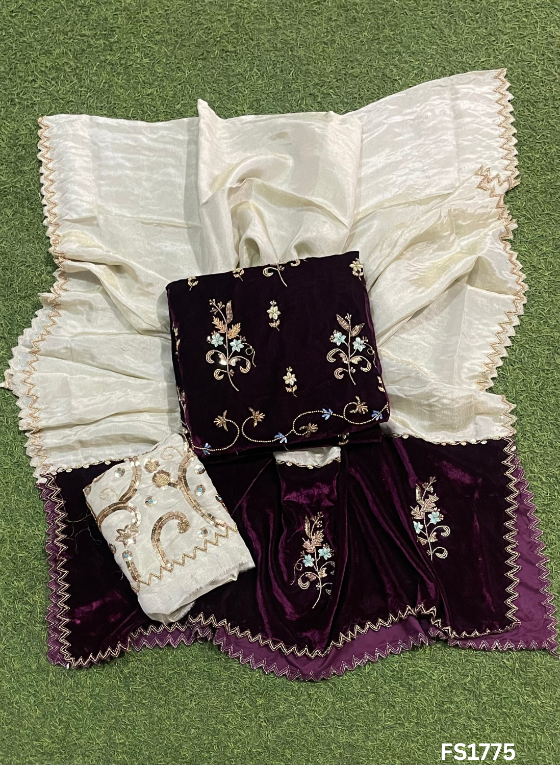 FS1775 | mehroon | Velvet suite | Pure velvet | Wedding | Party Wear | Jaggo | Ring Ceremony | Festival