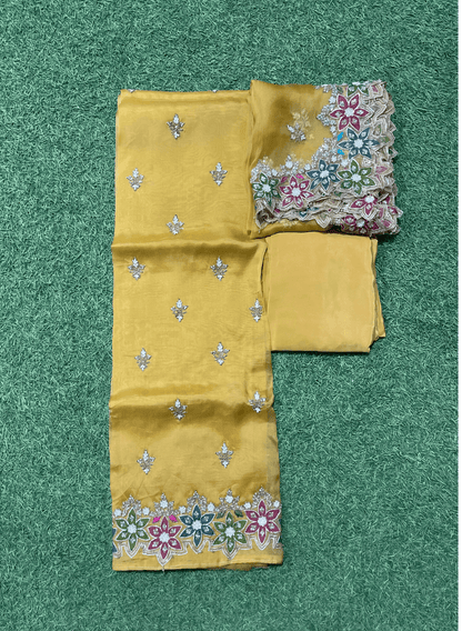 Mustred | Organza Suit| Party Wear | Wedding | Jaggo | Ring Ceremony | Festival | | FS108