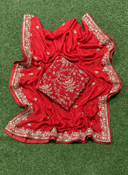 Red Crepe Suit Bridal  | Crepe Suit | Wedding | Bridal suite  | Party Wear | Festival | Celebrity | Ring Ceremony| FS117
