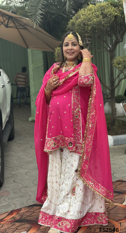 FS2546 | Silk | Kurti-Sharara | Semi-Stich | Party Wear | Wedding | Jaggo | Ring Ceremony | Festival