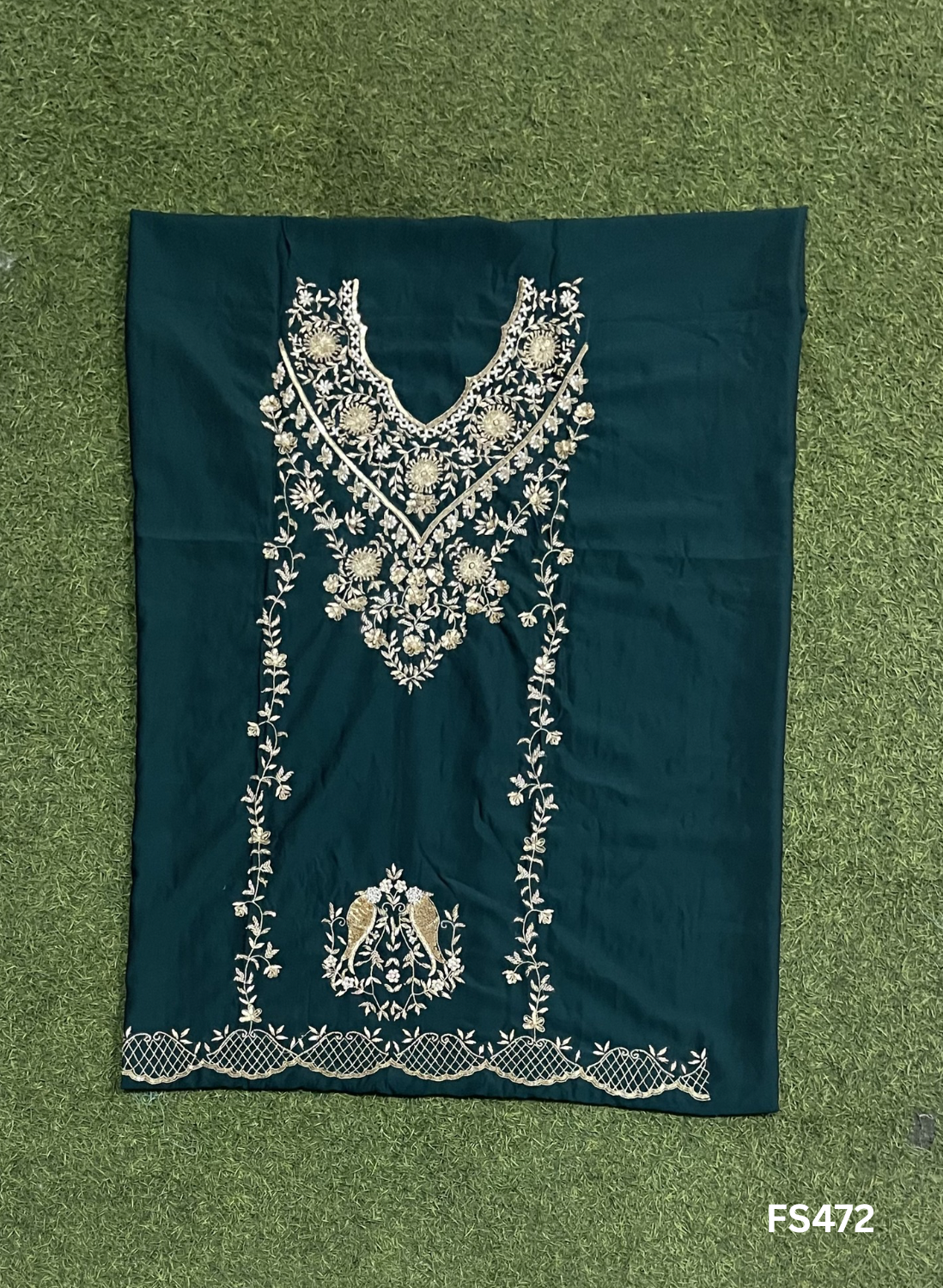 FS472 | Peacock | Cross Silk | Party Wear | Wedding | Jaggo | Ring Ceremony | Festival
