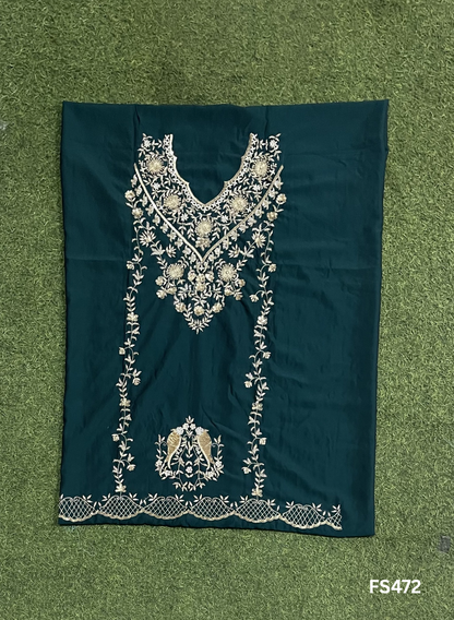 FS472 | Peacock | Cross Silk | Party Wear | Wedding | Jaggo | Ring Ceremony | Festival