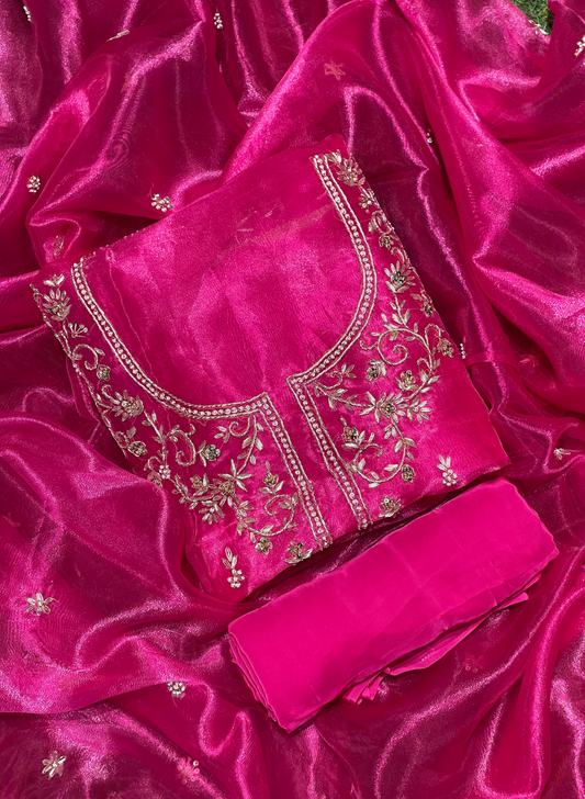 Hot-Pink | Glass Shimmer Suit| Party Wear | Wedding | Jaggo | Ring Ceremony | Festival | FS199