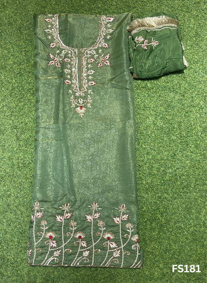 FS181 | Self Shimmer Green Suit | Party Wear | Wedding | Jaggo | Ring Ceremony | Festival | F9HFAA