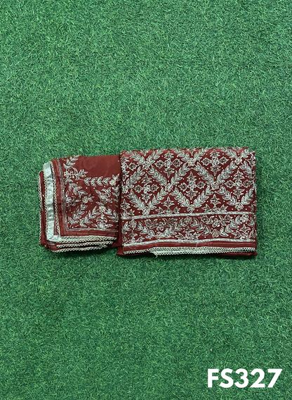 FS327 | Mehroon | Crepe Suit | Wedding | Party Wear | Ring Ceremony | Festival Suit | Allover suit | F9FFAA