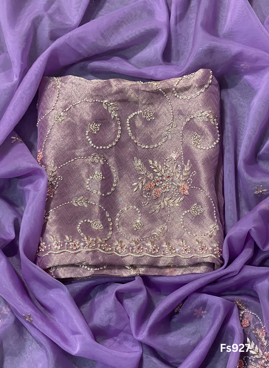 FS927 | Light Purple Shimmer Suit | Party Wear | Wedding | Jaggo | Ring Ceremony | Festival