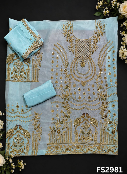FS2981 | Handmade Bridal Suit | 100% Pure Organza | Pure Kamal Channon  Dupatta | Tamato Red Colour | Party Wear | Wedding Suit | Wedding Wear
