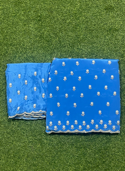 FS776 | Royal Blue | Crepe Suit | Pearl Work | Party Wear | Wedding | Ring Ceremony | Festival |