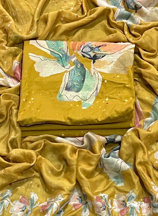 FS873 | Mustard | Cotton Suit | Casual wear | Summer Suits | Regular wear