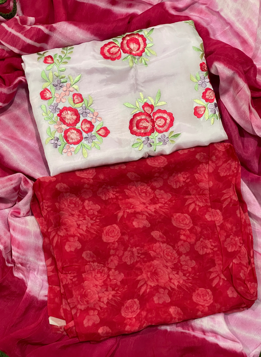 Printed Organza Suit | Wedding | Party Wear | Jaggo &nbsp;| Festival | Casual Wear | FS518