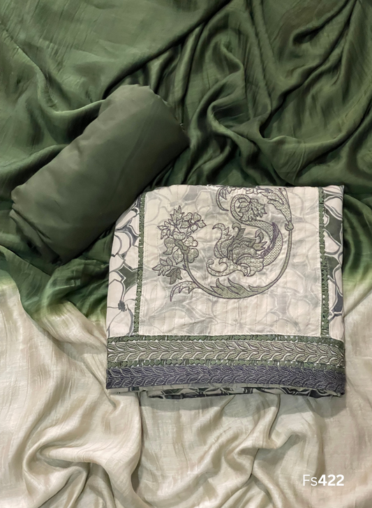FS422 | Mehndi Green | Cotton Suit | Casual wear | Summer Suits | Regular wear
