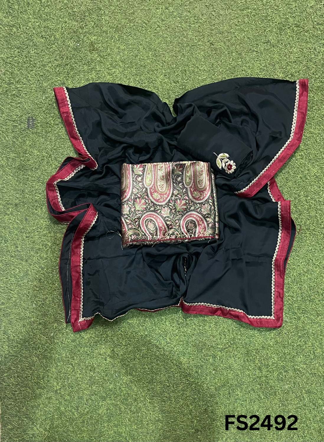 FS2492 | Black | Brocade Suit | Party Wear | Wedding | Ring Ceremony | Festival | Bridal