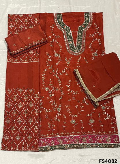 FS4082 | Raw Silk Suit | Party Wear | Ring Ceremony | Festival Suit |Allover Suit |