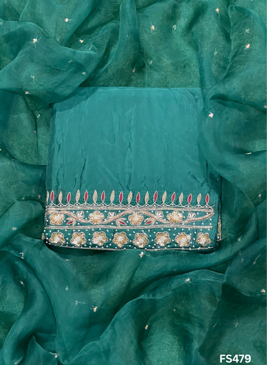 FS479 | bottle green | Silk Suit | Wedding | Party Wear | Ring Ceremony | Festival Suit | Allover suit