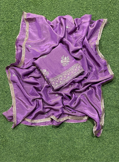 FS321 | Purple shimmer suit | All over |  Shimmer Suit | Party Wear | Wedding | Jaggo | Ring Ceremony | Festival |