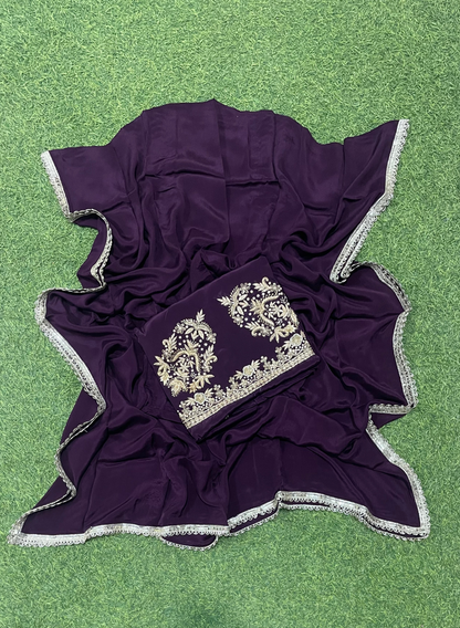 Dark Purple |  Crepe | Crepe Suit | Wedding | Party Wear | Ring Ceremony | Festival Suit | Allover suit| FS197