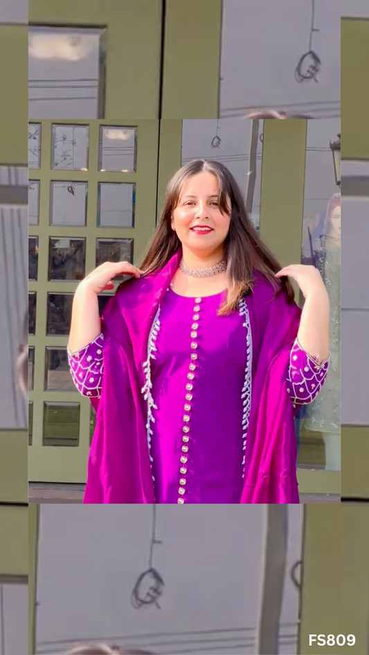 FS405 | Purple | Crepe Suit | Wedding | Party Wear | Ring Ceremony | Festival Suit | Allover suit | XL | F9FFAAA