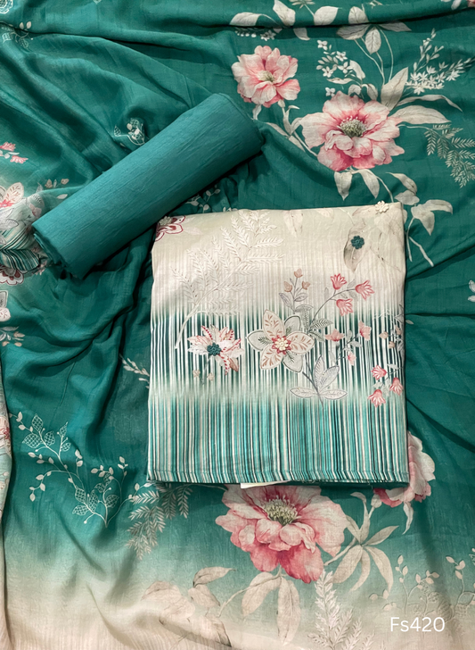 FS420 | Green | Cotton Suit | Casual wear|  Summer Suits | Regular wear