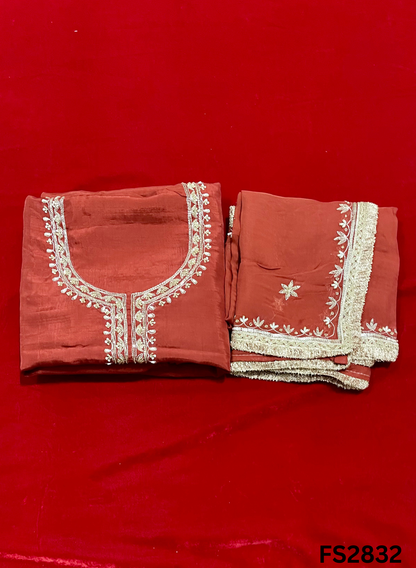 FS2832 | Raw Silk Suit | Party Wear | Jaggo Wear | Weeding Suit