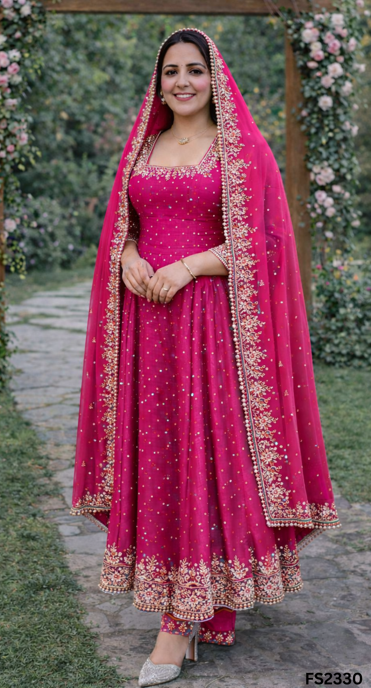 FS2330 | Silk | Anarkali | Semi-Stich | Party Wear | Wedding | Jaggo | Ring Ceremony | Festival| FS2330