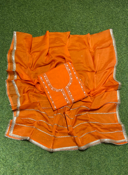 Organza Suit| Party Wear | Wedding | Jaggo | Ring Ceremony | Festival | FS633