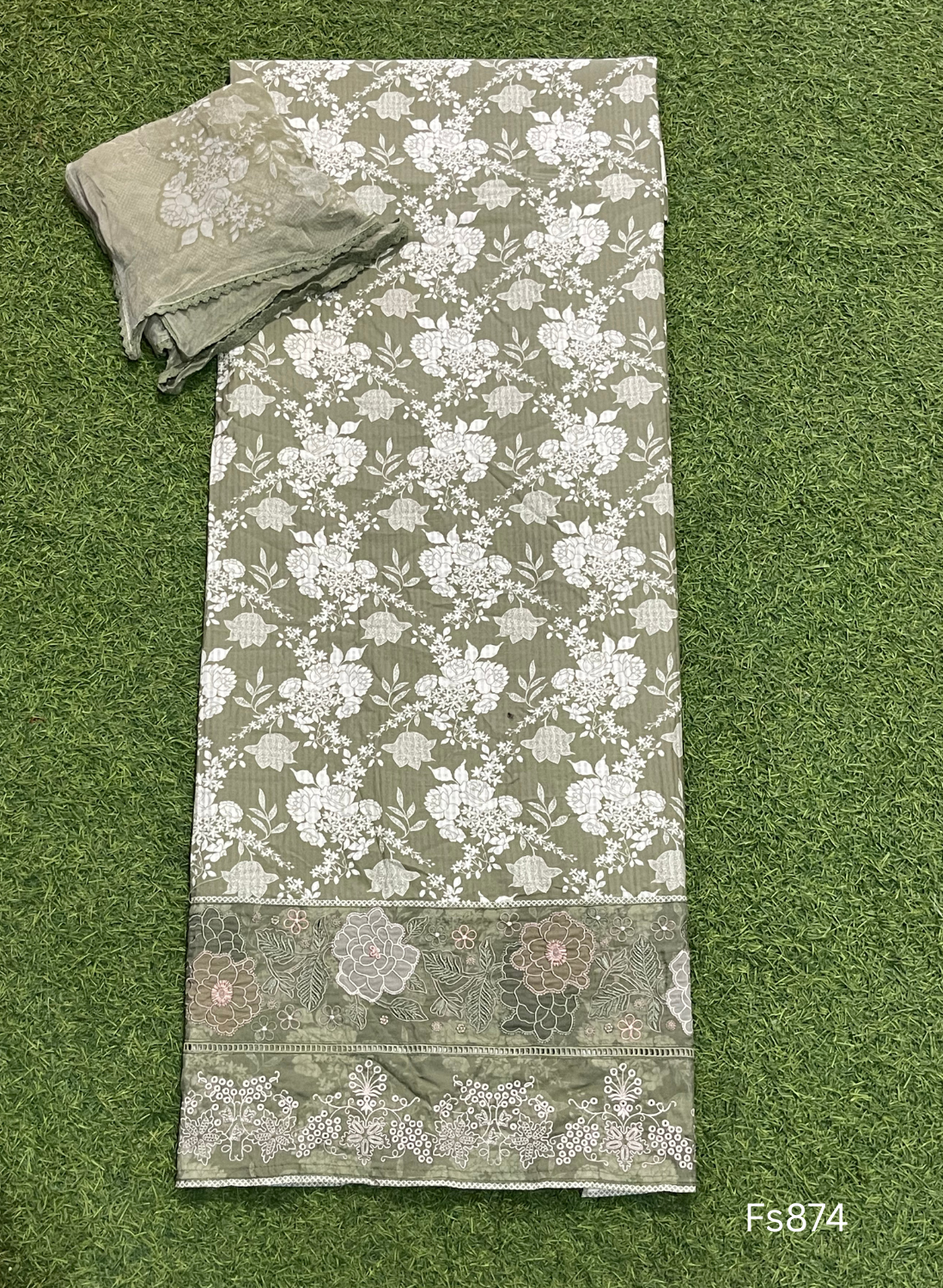 Fs874 | Mehndi green | Cotton Suit | Casual wear|  Summer Suits | Regular wear