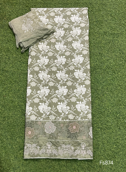 Fs874 | Mehndi green | Cotton Suit | Casual wear|  Summer Suits | Regular wear