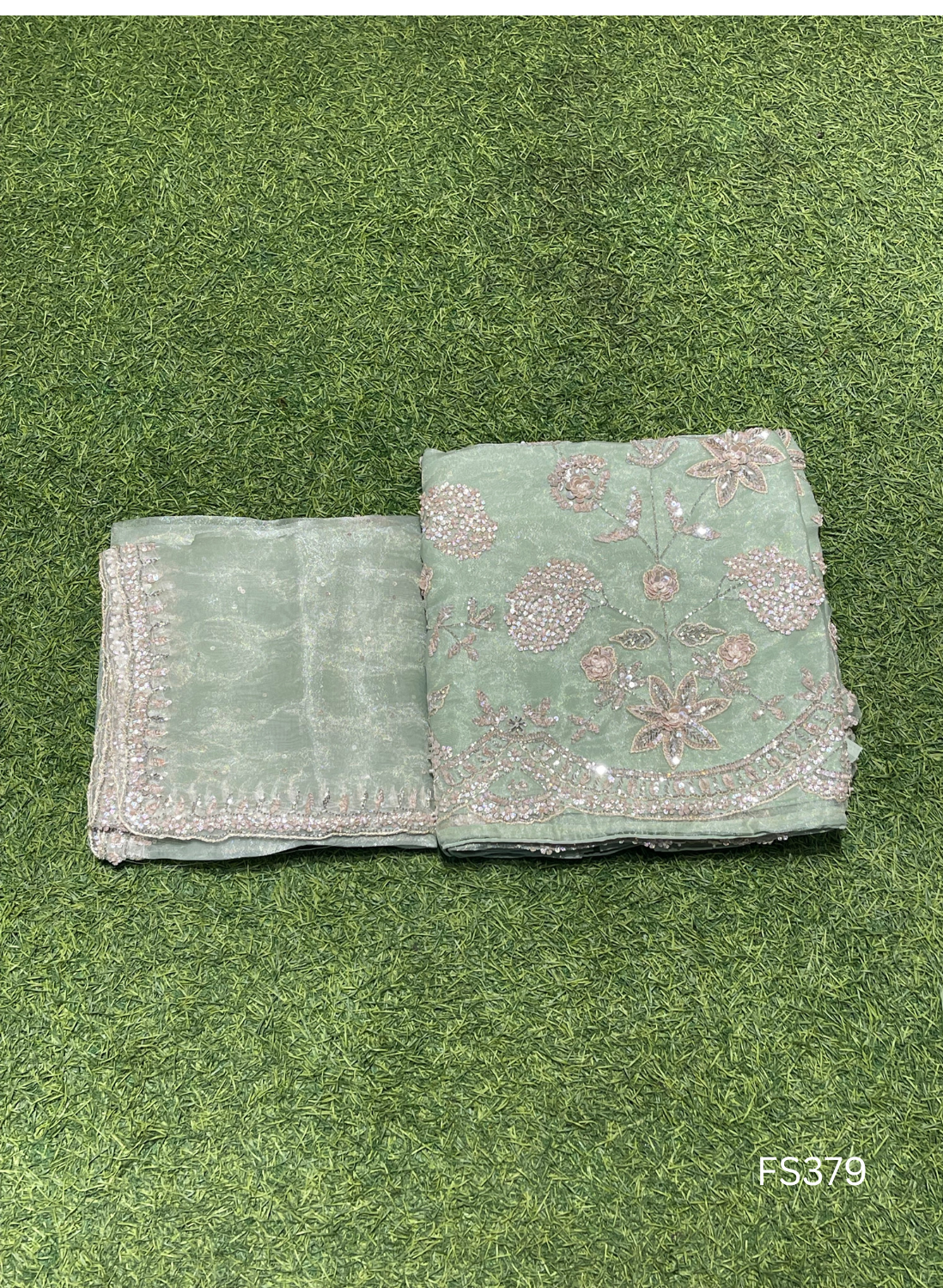 FS379 | Powder blue | Organza Suit | Wedding | Party Wear | Jaggo | Festival | Casual Wear |