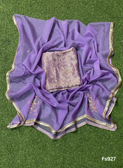 FS927 | Light Purple Shimmer Suit | Party Wear | Wedding | Jaggo | Ring Ceremony | Festival